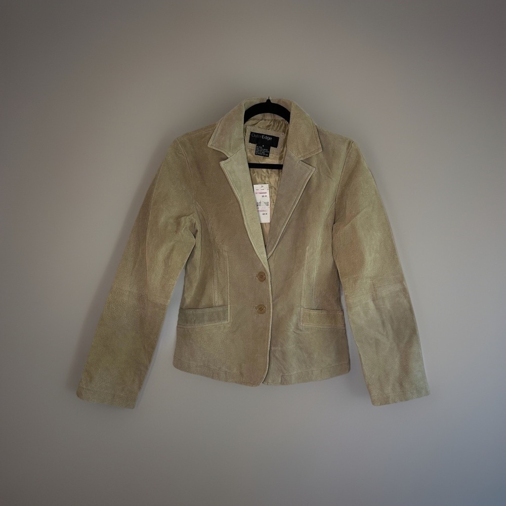 Outer Edge Tan Suede Leather Blazer Jacket Women's Size Small NWT